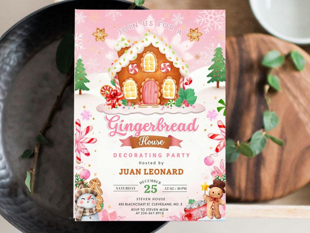 Gingerbread House Party Invitations, Christmas Decoration Party ...