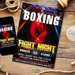 Boxing Invitation file, Party Invitation, Boxing Day, Canva Editable Template, Boxing Birthday Party ideas, Instant Download and Printable