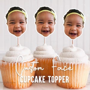 Santa Cupcake Toppers Party,  Christmas Cupcake Topper Custom Face, Birthday Party Cupcake Toppers Printable, Instant Download