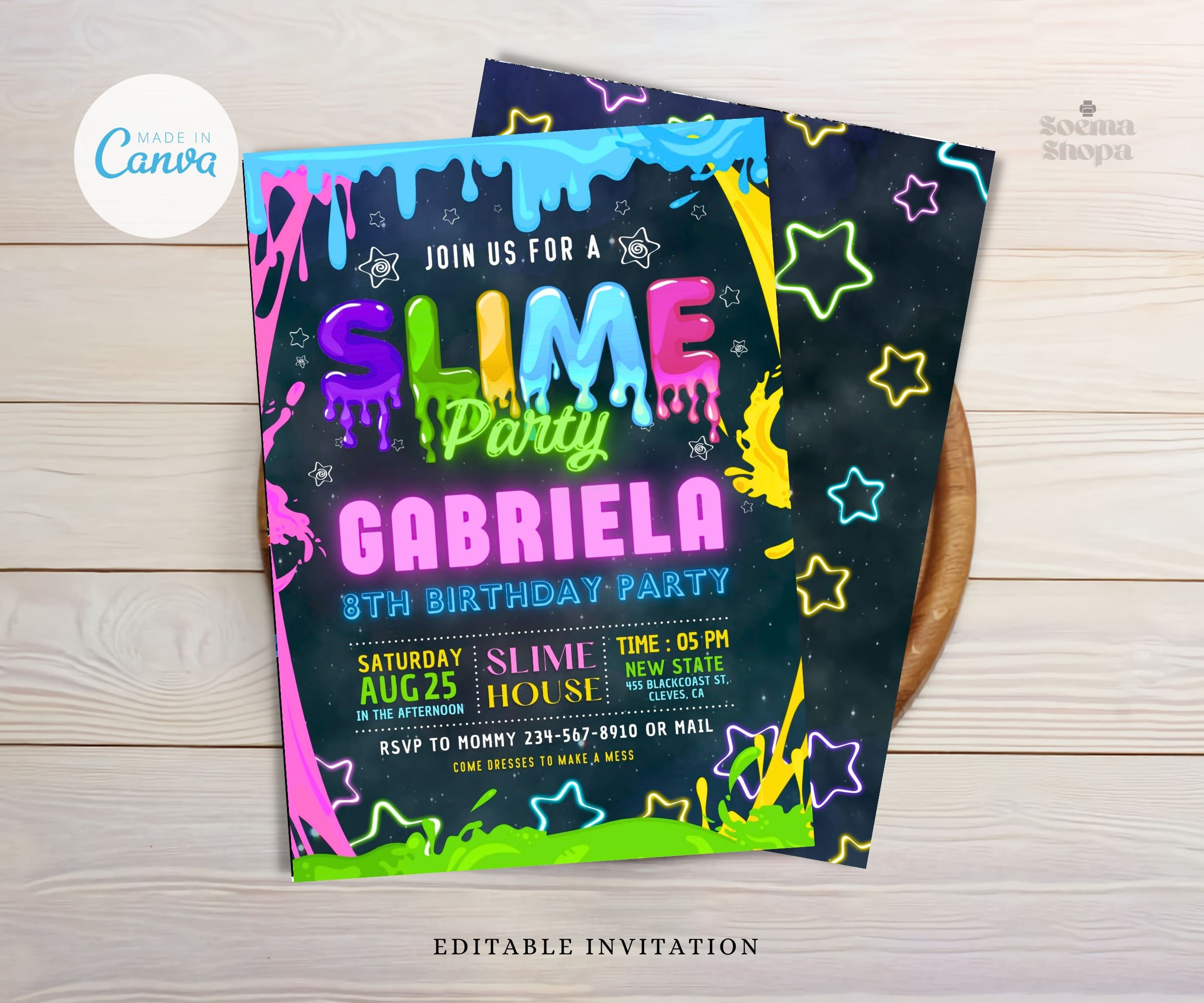 Slime Birthday Invitation, Slime Invitation, Slime Party Invitation ...
