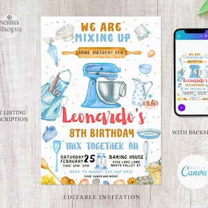 Bakery Birthday Invitation: Baking Party Theme (Digital Download)