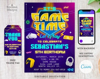 Editable Video Game Birthday Invitation: Gamer Party (Digital Download)