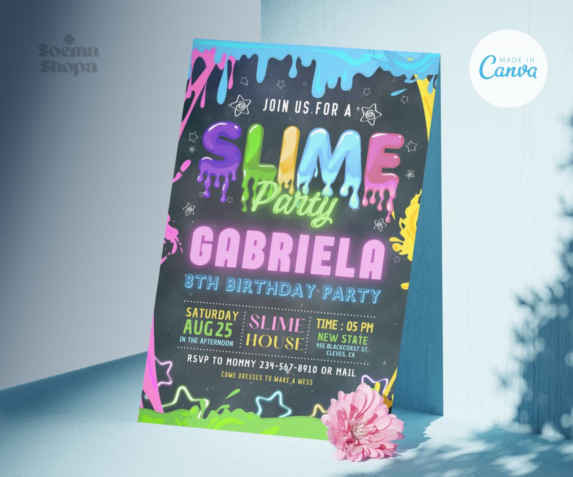 Slime Birthday Invitation, Slime Invitation, Slime Party Invitation ...