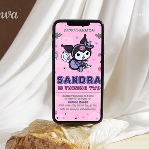Kawaii Kitty Phone Invitation Party file, Electronic Invitation Party, Kitty Birthday, Evite, Personalized Instant Download and Printable