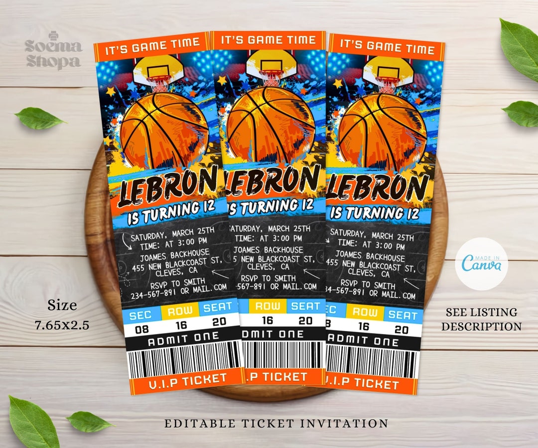 Basketball Party Invitations, Basketball Birthday, Basketball Ticket ...