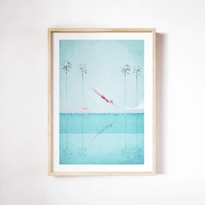 Swimming Pool Print by Henry Rivers | Dive Wall Art | Swimming Pool Art Poster