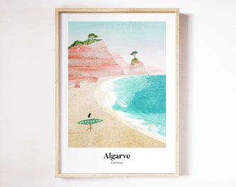 Algarve-print van Henry Rivers | Kunst aan de muur Algarve | Algarve kunstposter
