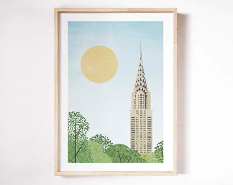 Chrysler New York Print by Henry Rivers | Chrysler Building Wall Art | New York Art Poster