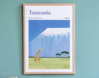 Tanzania Print by Henry Rivers | Mount Kilimanjaro Wall Art | Tanzania Art Poster