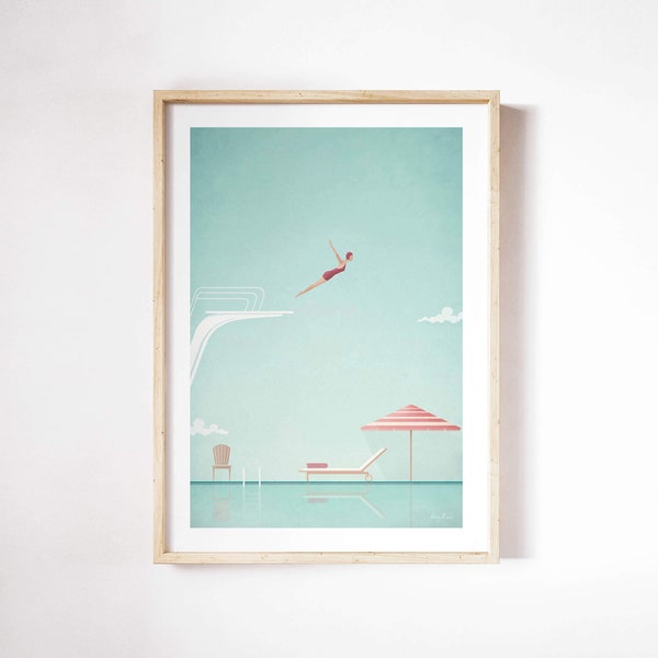 Swimming Pool II Print by Henry Rivers | Swimming Pool Wall Art | Diving Board Art Poster