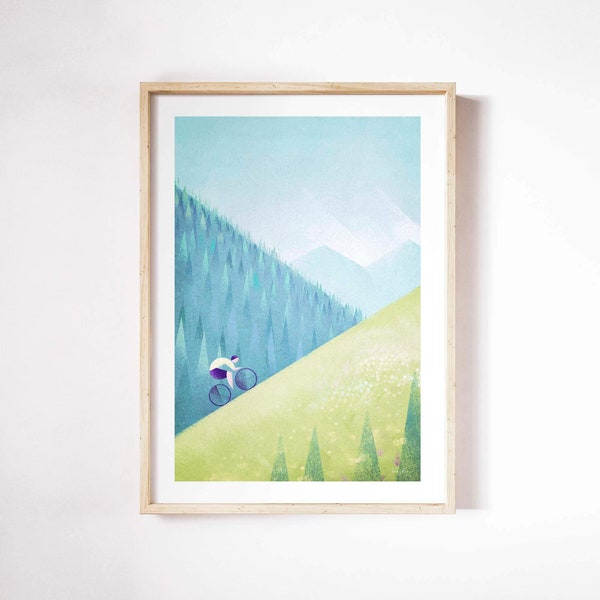 Cycling Print by Henry Rivers | Bike Wall Art | Cycling Art Poster