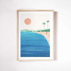 Costa Rica Travel Poster Print by Henry Rivers | Costa Rica Travel Wall Art | Minimalist Vintage Retro Style Travel Art