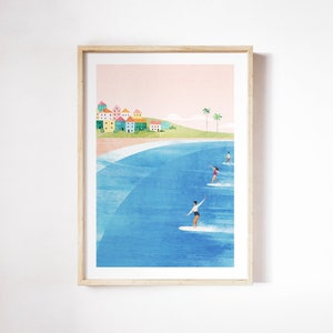 Surf Beach Print by Henry Rivers | Surfing Wall Art | Surf Art Poster