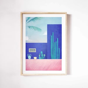 Majorelle Marrakech Print by Henry Rivers | Majorelle Garden Wall Art | Jardin Majorelle Art Poster