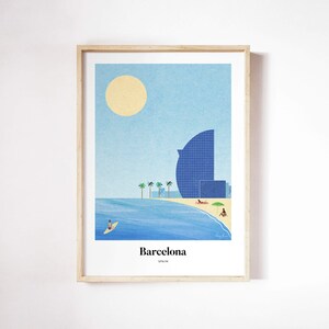 Barcelona Poster von Henry Rivers | Barcelona Wandkunst | Barcelona Kunst Poster