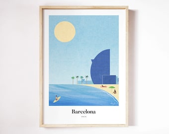 Barcelona Print by Henry Rivers | Barcelona Wall Art | Barcelona Art Poster