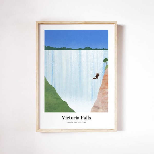 Victoria Falls Druck von Henry Rivers | Victoria Falls Wandkunst | Victoria Falls, Simbabwe und Sambia Kunstposter