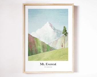 Everest Print by Henry Rivers | Mount Everest Wall Art | Mount Everest Art Poster