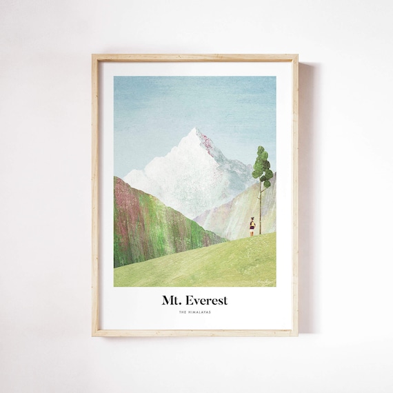 Everest Print by Henry Rivers | Mount Everest Wall Art | Mount Everest Art Poster