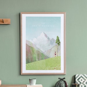 Stampa poster di viaggio in Himalaya di Henry Rivers / Arte da parete di viaggio in Himalaya / Arte di viaggio in stile retrò vintage minimalista