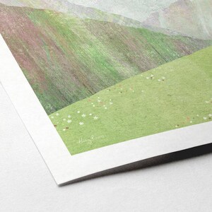 May include: A watercolour painting of a green hillside with white flowers scattered across the grass. The artist's signature, "Henry Rivers", is visible in the bottom right corner.