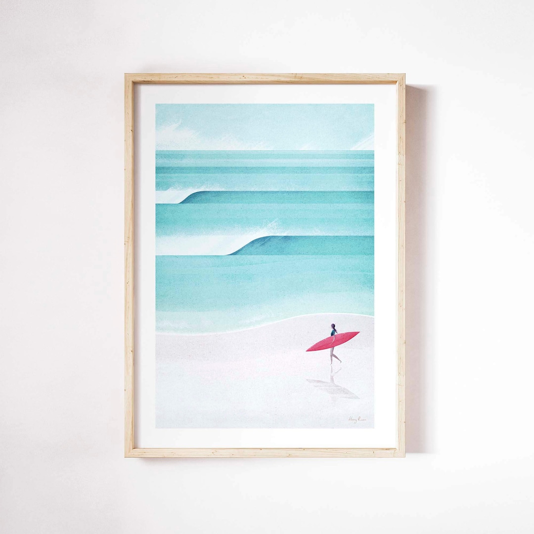 Surf Girl Print by Henry Rivers | Surf Beach Wall Art | Surfing Art ...