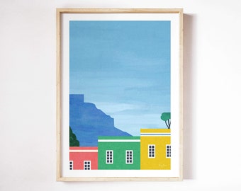 Capetown, Bo-Kaap Print by Henry Rivers | Bo-Kaap Wall Art Print | Art Poster | Capetown, Bo-Kaap