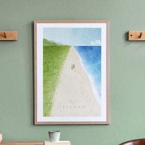 Ireland Travel Poster Print by Henry Rivers | Ireland Travel Wall Art | Minimalist Vintage Retro Style Travel Art