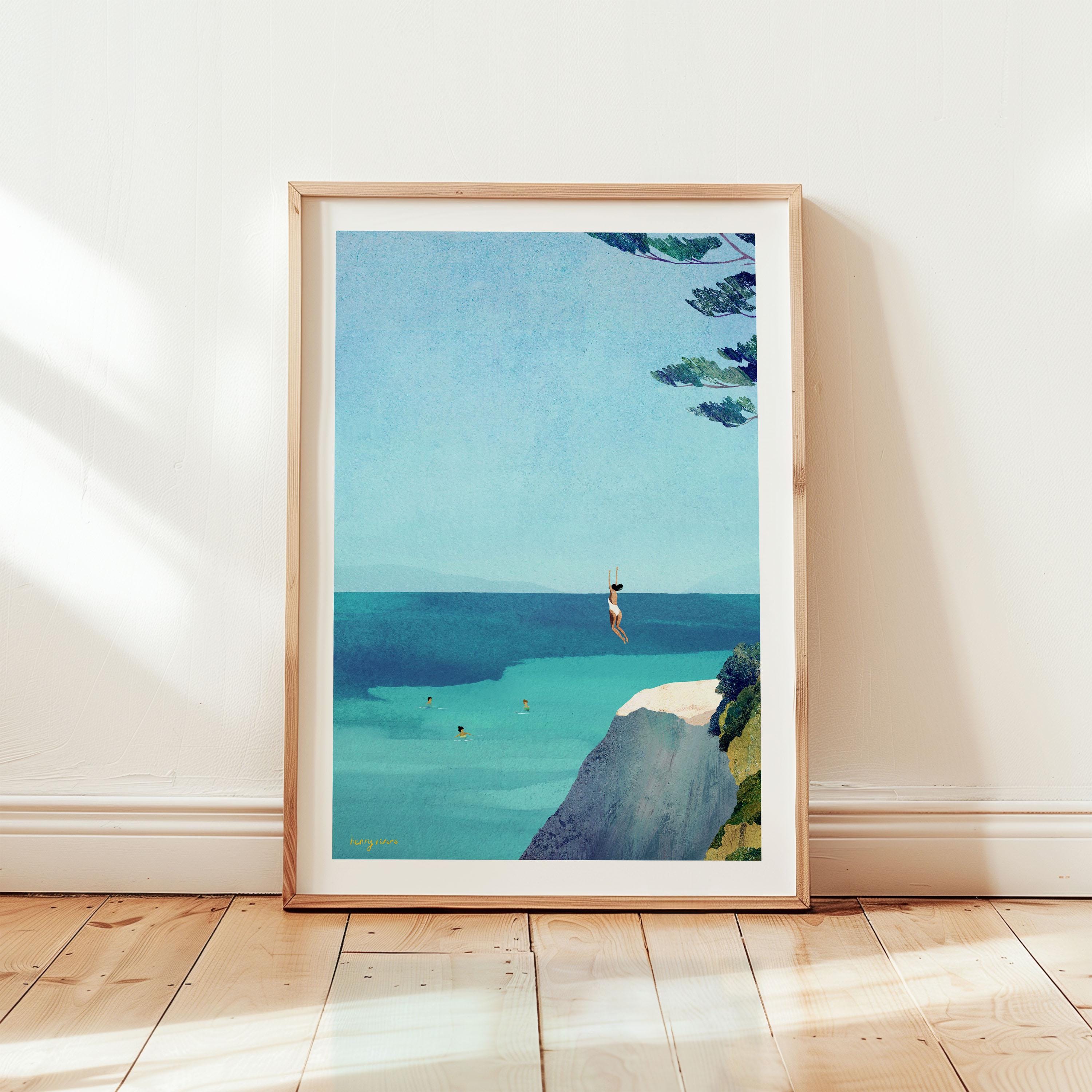 Sea Swim Leap Print by Henry Rivers | Sea Swim Wall Art | Seaside