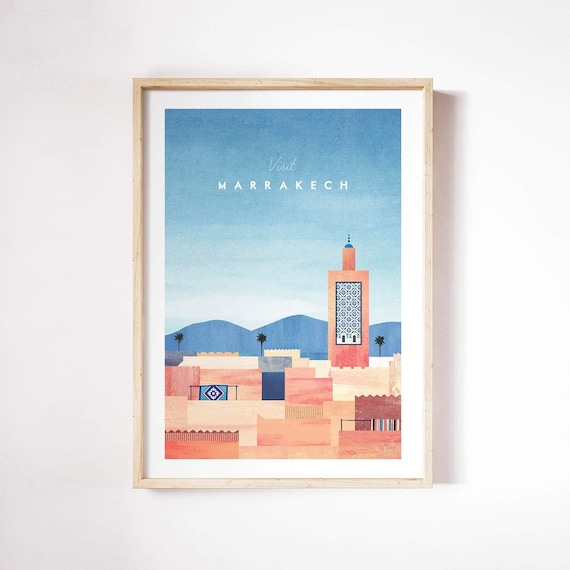 Marrakech, Morocco Print by Henry Rivers  | Marrakech, Morocco Wall Art Print | Art Poster | Marrakech, Morocco