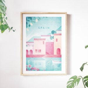 Spanien Reise Poster Druck von Henry Rivers | Spanien Reise Wand Kunst | Minimalistische Reisekunst im Vintage-Retro-Stil