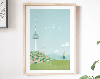 Red Namsan Tower in Seoul Wall Art print City Collection Wall decor Korea Wall Poster Digital print Digital downloadable