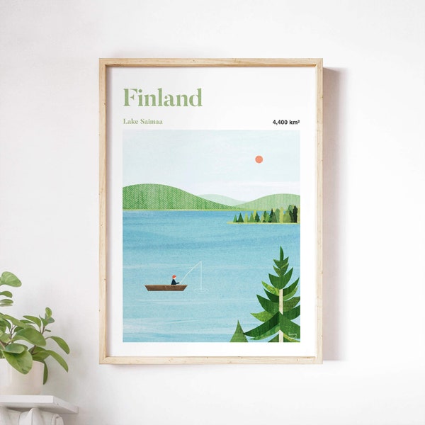 Finland Poster von Henry Rivers | See Saimaa Wand Kunst | Finnland Kunst Poster