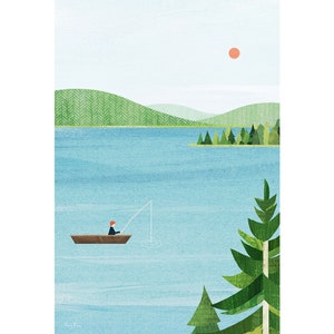 Lake Print by Henry Rivers Fishing Wall Art Lake Fishing Art Poster image 3