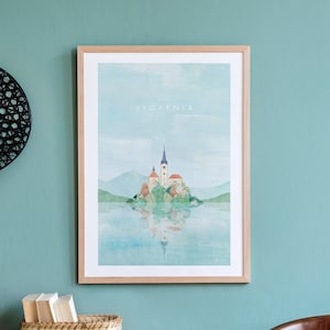 Eslovenia de Henry Rivers / Arte mural del lago Bled en Eslovenia / Póster artístico de Eslovenia