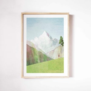 Mountains Print by Henry Rivers | Hiking Wall Art | Wilderness Art Poster