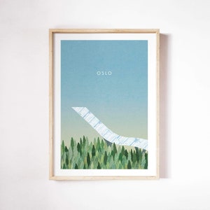 Oslo, Norway Print by Henry Rivers  | Holmenkollbakken, Oslo Wall Art Print | Art Poster | Holmenkollbakken, Oslo