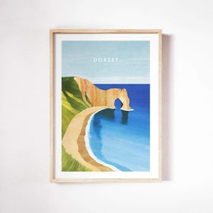 Dorset, Durdle Door Beach Print by Henry Rivers  |  Dorset, Durdle Door Wall Art Print | Art Poster |  Dorset, Durdle Door