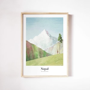 Impresión de Nepal por Henry Rivers / Arte de la pared de Nepal / Cartel de arte de Nepal