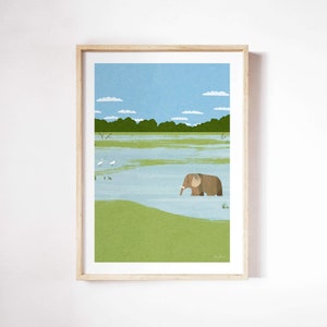 Elephants II Print by Henry Rivers | Safari Wall Art | Elephants Art Poster