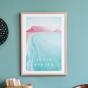 South Africa Travel Poster Print by Henry Rivers | South Africa Travel Wall Art | Minimalist Vintage Retro Style Travel Art