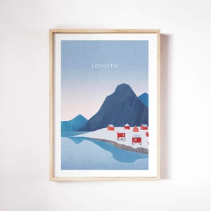 Islas Lofoten, Noruega Impresión por Henry Rivers / Lofoten Wall Art Print / Cartel de arte / Lofoten, Noruega