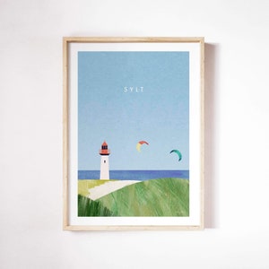 Sylt, Duitsland Print door Henry Rivers | Sylt kunst aan de muur afdrukken | Kunstposter | Sylt
