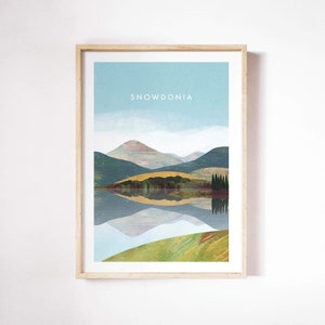 Snowdonia, Wales Print by Henry Rivers  | Snowdonia, Wales Wall Art Print | Art Poster | Snowdonia, Wales