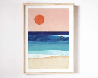 Surf Girl V Print by Henry Rivers | Surfing, Surfer, Beach Wall Art Print | Art Poster | Surfing Surfer