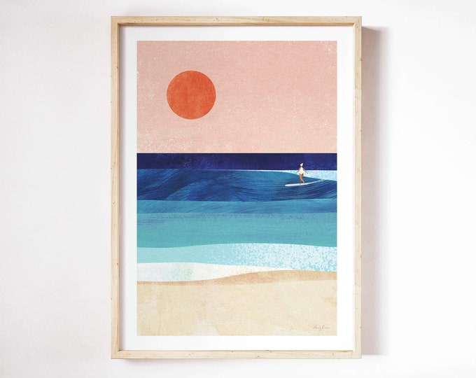 Surf Girl V Print by Henry Rivers | Surfing, Surfer, Beach Wall Art Print | Art Poster | Surfing Surfer