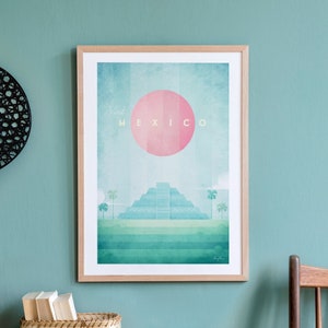 Póster de viaje a México impreso por Henry Rivers / Arte mural de viajes a México / Arte de viaje minimalista de estilo retro vintage