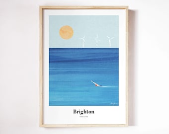 Brighton-print van Henry Rivers | Brighton kunst aan de muur | Brighton kunstposter
