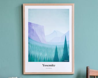 Yosemite Print by Henry Rivers | Yosemite Wall Art | Yosemite Art Poster