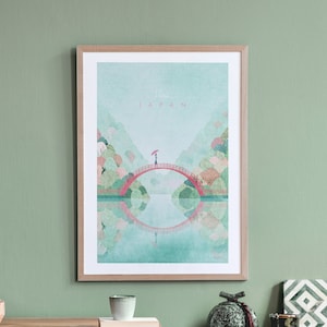 Japan Reise Poster Druck von Henry Rivers | Japan Herbst Reise Wandkunst | Minimalist Vintage Retro Style Reisekunst